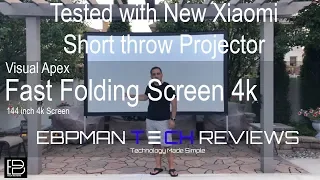 Visual Apex Projector Screen 144" 4K Portable  tested with NEW Xiaomi Wemax One Short Throw