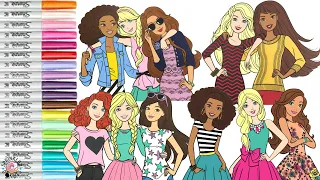 Barbie and Friends Coloring Book Compilation Barbie Teresa Nikki Renee and Summer