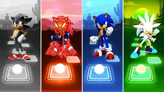 Dark Sonic 🆚 Spider Man Sonic 🆚 Sonic The Hedgehog 🆚 Silver Sonic | Sonic EDM Rush Tiles Hop