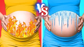 Embarazada De Fuego vs Embarazada De Hielo || Momentos Divertidos Chica de Fuego vs Chica De Hielo