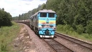 Тепловоз 2ТЭ116-1042 на о.п. Нелиярве / 2TE116-1042 passing Nelijärve stop