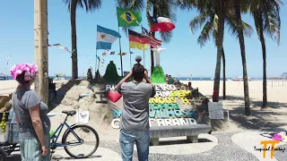 Walking Copacabana Beach - Calçadão (Promenade) Rio de Janeiro, Brazil 2021 (4K 60fps)