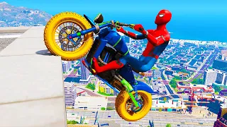 GTA 5: Spiderman Epic Bike Jumps #9 - Spider-Man Stunt & Fails, Gameplay