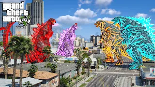 Team Shin Godzilla vs Team Godzilla Earth Rematch Epic Battle ( GTA V Mods)