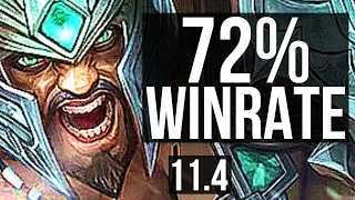 TRYNDAMERE vs FIORA (TOP) | 9/0/4, 72% winrate, Legendary | EUW Master | v11.4