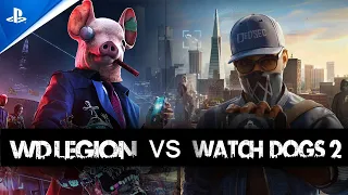 WATCH DOGS LEGION VS WATCH DOGS 2 | In Depth Comparison | Side by Side | PS4 Pro