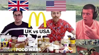 American Reacts US vs UK McDonald's | Food Wars