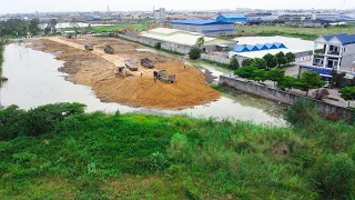 UPDATE: LAND Fill up Processing Dump Truck with Strongly Bulldozer Pushing soil Clearing land Ep16