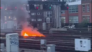Southeastern train driver Tim Hewitt breaking rules by videoing this fire.