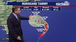 Hurricane Tammy spins in Atlantic