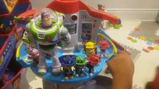 Mikey plays with Paw Patrol action figures and Paw Patrol Lookout Tower