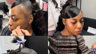 Half Up Half Down Swoop W/Crimps