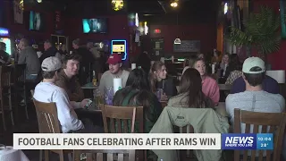 Football fans celebrating after Rams win