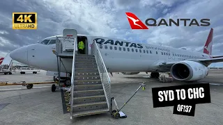 QANTAS B737-800 QF137 Business Class - Sydney to Christchurch, Upgraded, Bus Transfer To Plane (4K)