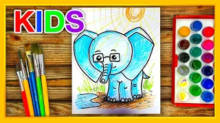 Как нарисовать Слоненка из мультика 38 попугаев