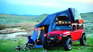 Relaxing Solo Camping With Jeep Rubicon In Green Valley: ASMR Adventure (Part-1) | Bandixploring