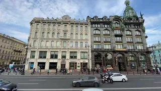 St.Petersburg - Driving along Nevsky Prospekt from Singer House to Gostiny Dvor.