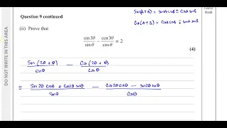 WMA13/01 IAL (Edexcel) P3  January 2022, Q9, Trigonometric Equations & Identities