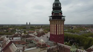 Subotica, Serbia - City hall captured in 4K with drone