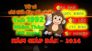 Luận Tử vi tuổi Nhâm Thân 1992 Nữ mạng năm 2024 chi tiết đầy đủ nhất - Tử vi và Phong thủy Việt