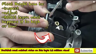 04 How to inspect and adjust float level on a carburetor. BONUS: RICH LEAN Fuel Settings explained!