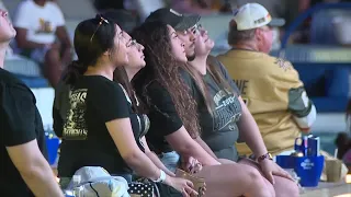 Golden Knights fans celebrate a win in first round of playoff games