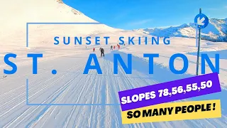 Skiing in Austria, St. Anton 2023 | Sunset Homerun, slopes 78,56,55 and 50