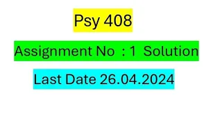 Psy408 Assignment No.1 Solution Spring 2024 / Correct Solution / Psy408 Assignment Solution 2024
