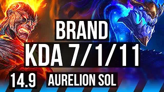 BRAND vs AURELION SOL (MID) | 7/1/11, 2300+ games | KR Master | 14.9