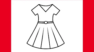 How to Draw a Dress Simple For Children | Barbie Dress Drawing