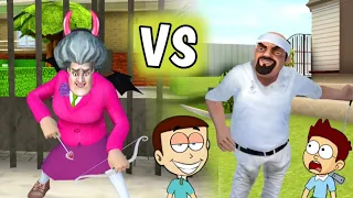 Scary Teacher 3D vs Scary Stranger 3D | Shiva and Kanzo Gameplay