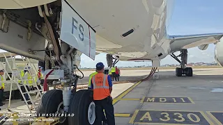 Air Starer supports (B77F) engine start before pushback.