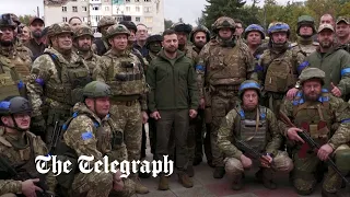 Volodymyr Zelensky makes a surprise visit to liberated Ukrainian city