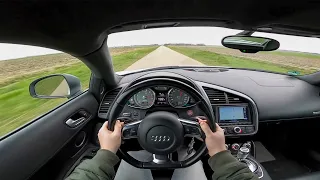 Audi R8 4.2 FSI V8 with Capristo Exhaust POV - Launch Control 0-200 kmh! + Powerslide