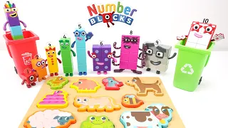 Numberblocks Sort and Recycle to Build an Educational Animal Puzzle for Toddlers