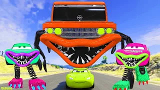 Live Epic Escape From Lightning McQueen Eater Monsters | McQueen VS Lightning McQueen BeamNG.Drive10