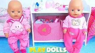 Twins Baby Born Dolls and their funny stories in dollhouse! PLAY DOLLS