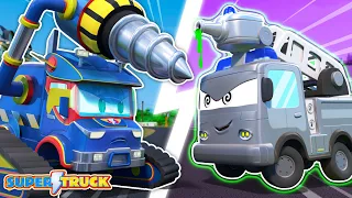 Super Drill vs. Robot Fire Truck! Who is the strongest? | Cars & Trucks Rescue for Kids