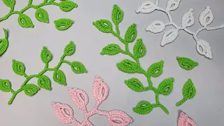 Hojas de Crochet Irlandés 🌿 Ramitas Decorativas