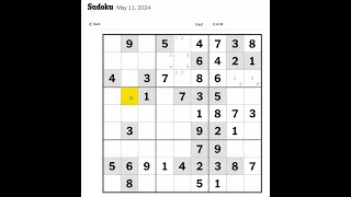 New York Times Sudoku Hard for May 11, 2024 Walkthrough