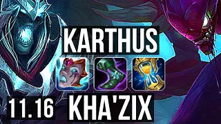 KARTHUS vs KHA'ZIX (JUNGLE) | 77% winrate, Quadra | NA Grandmaster | v11.16