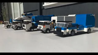 Lego Garbage trucks on route.