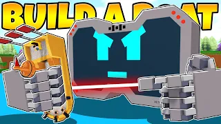THIS WORKING BOSS MECH DESTROYS EVERYTHING WITH LASERS! Roblox Build a Boat