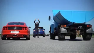 600HP ZIL130. A Dump truck VS Ford Mustang
