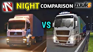 🚚Awesome Night Comparison Between Truckers Of Europe 3 With Truck Simulator Ultimate 🏕| Truck Game