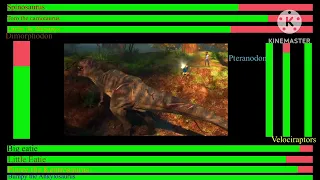 Epic jungle battle with healthbars/ camp Cretaceous