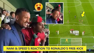 😍Speed & Nani's Crazy Reaction to Ronaldo's Stunning Free-kick vs Liechtenstein!