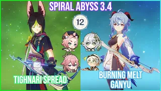 【GI】Tighnari Spread x Burning Melt Ganyu - Spiral Abyss 3.4 Full Star Clear Gameplay