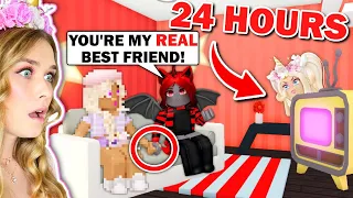 I Spent 24 HOURS In My BEST FRIENDS HOUSE In Adopt Me! (Roblox)