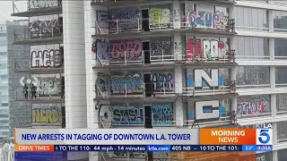 4 arrested in vandalized downtown Los Angeles skyscraper